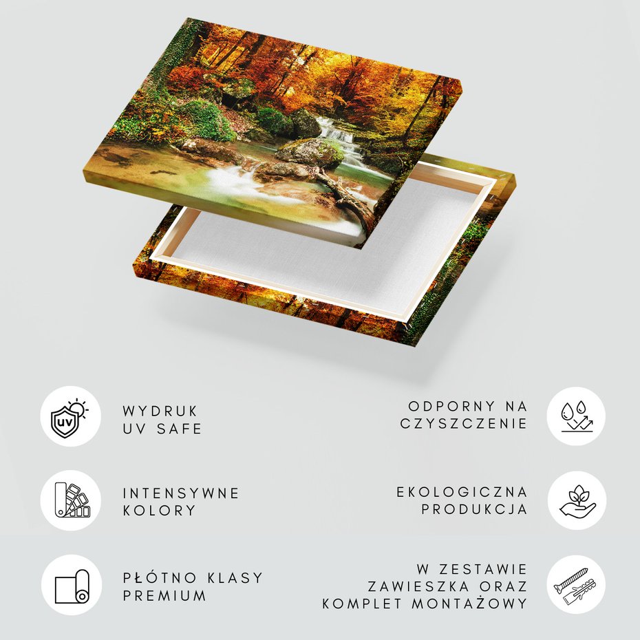 Obraz na płótnie - jesień, las, woda
