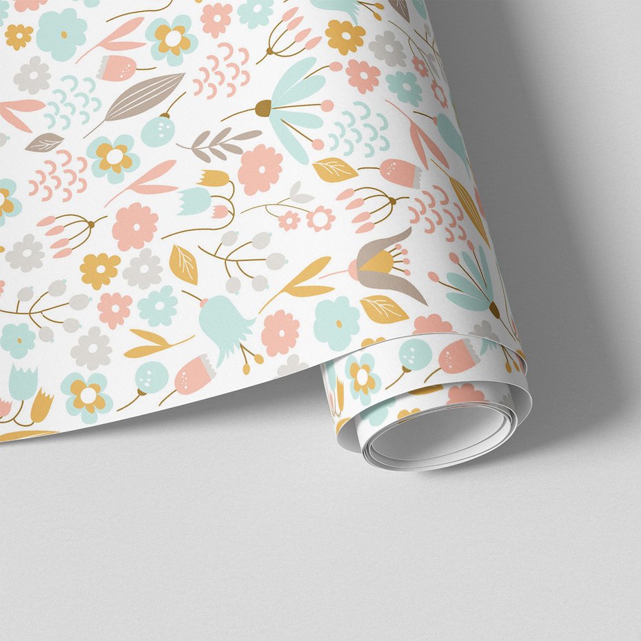 Tapeta - kwiaty, liście, pastel,