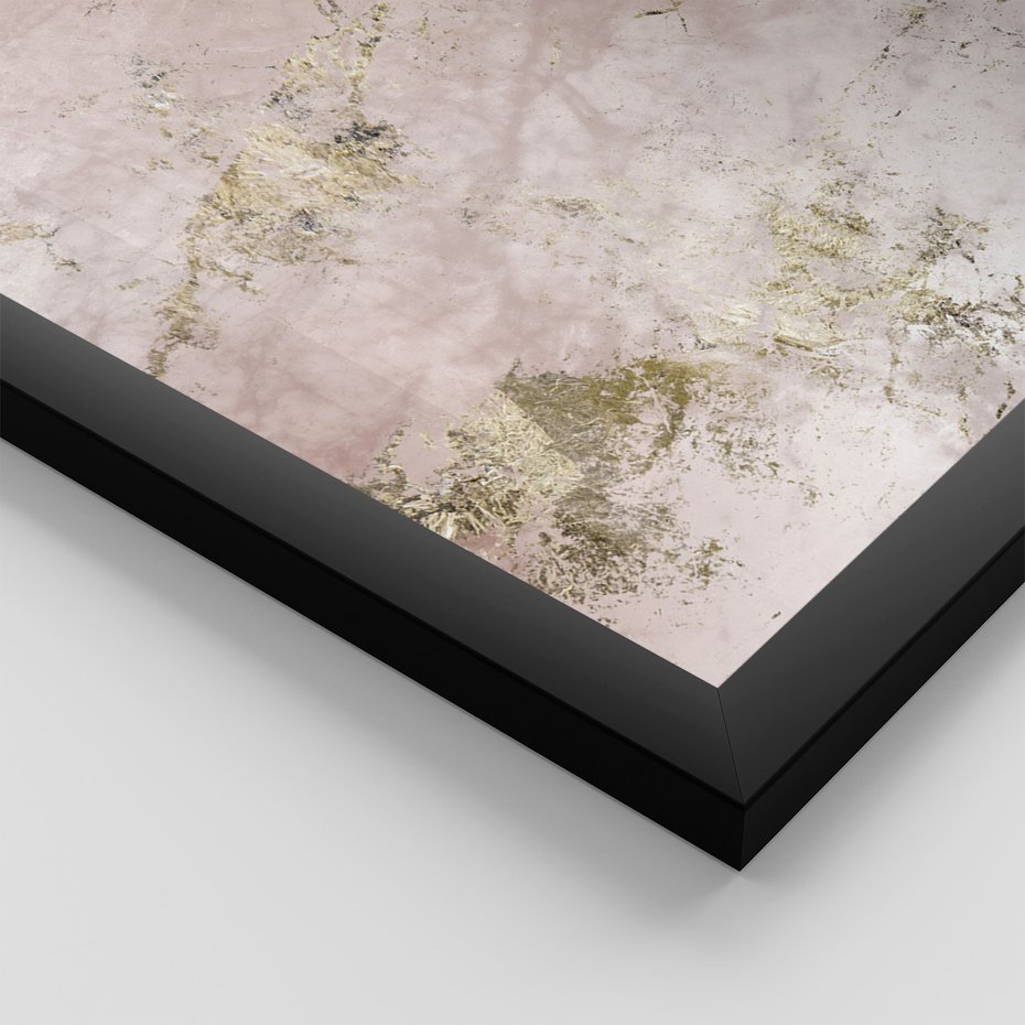 Zestaw obrazy w ramie, plakaty - marmur, tekstura, złoto - rama czarna