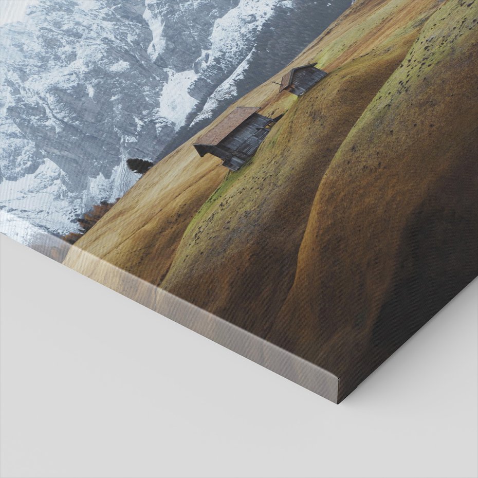 Obraz na płótnie - góry, domki, krajobraz