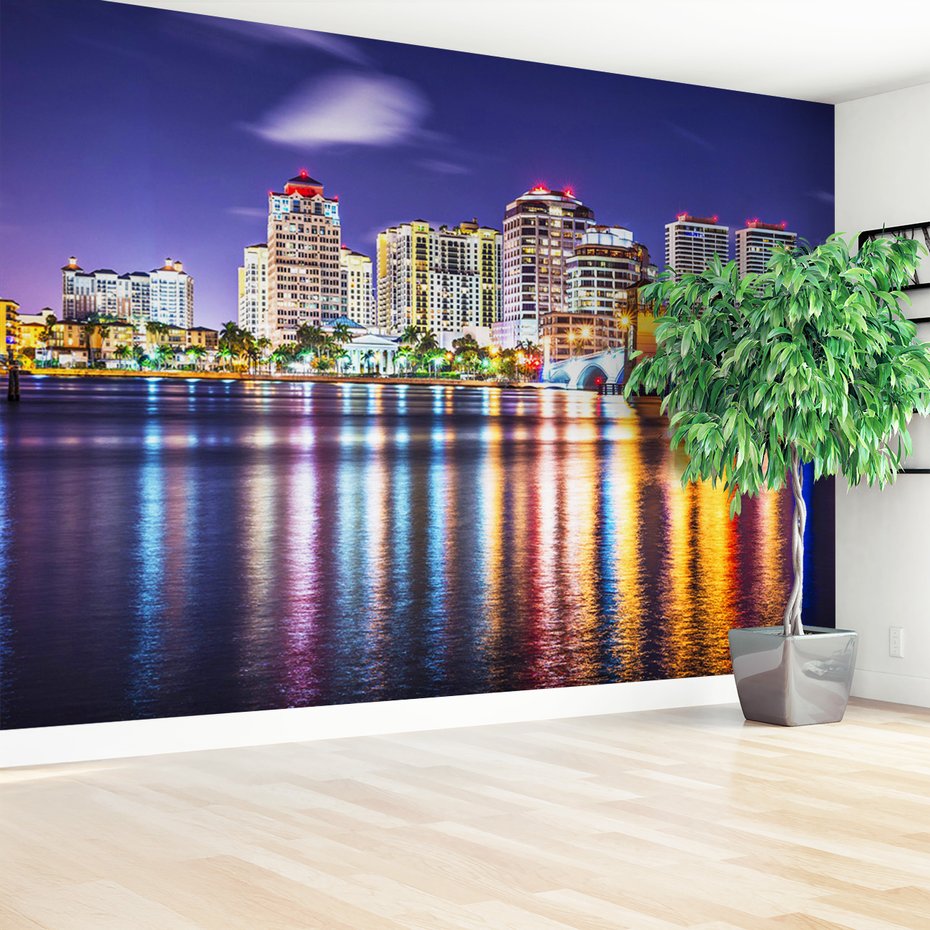 Fototapeta - miasto, noc, woda