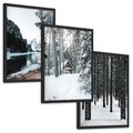 Zestaw obrazy w ramie, plakaty - zima, śnieg, las - rama czarna
