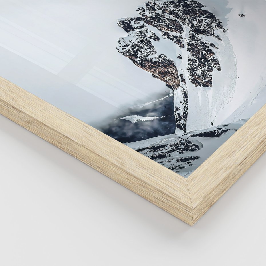 Zestaw obrazy w ramie, plakaty - góry, śnieg, zima - rama drewno