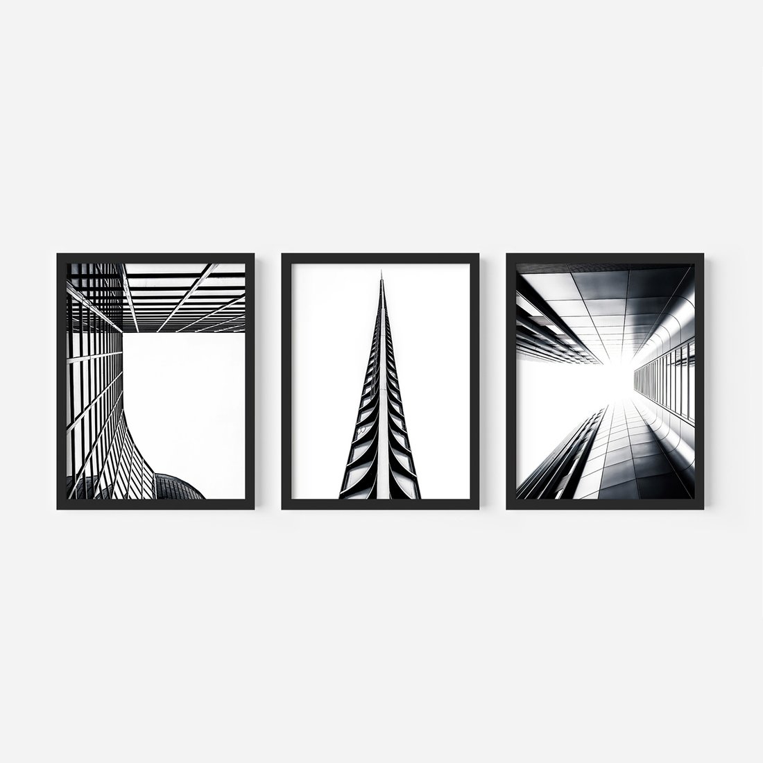 Zestaw obrazy w ramie, plakaty - architektura, budynki, miejski - rama czarna