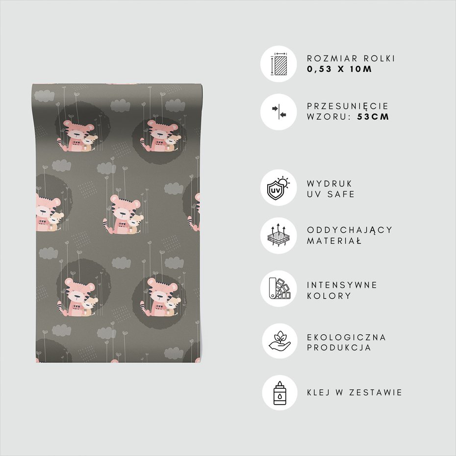 Tapeta - dziecięca, tygrysy, miłość, chmury