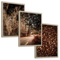 Zestaw obrazy w ramie, plakaty - jesień, liście, natura - rama drewno