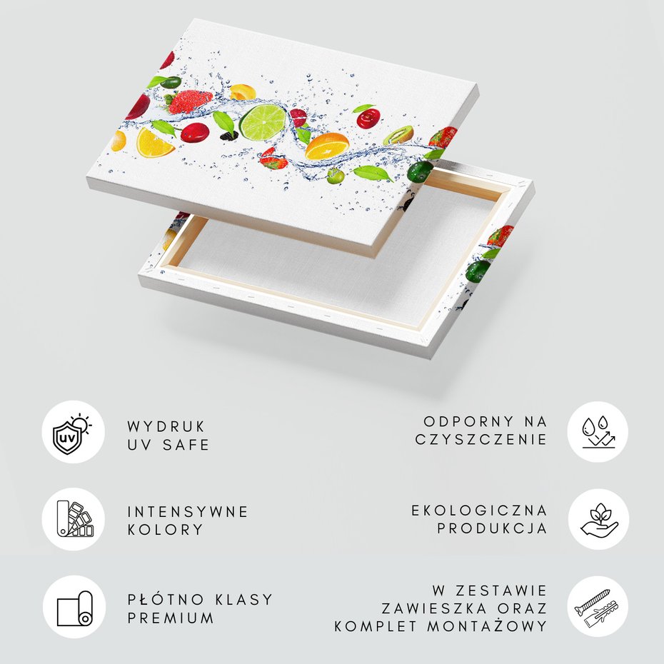 Obraz na płótnie - owoce, woda, świeżość