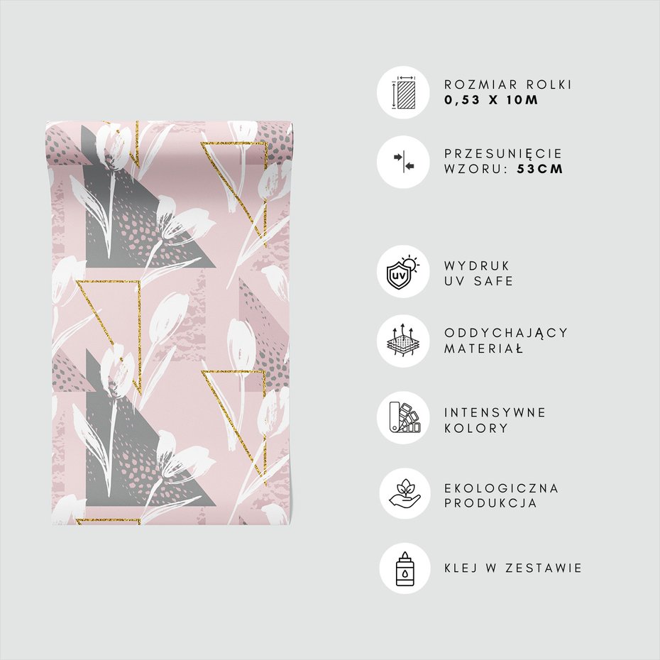 Tapeta - kwiaty, trójkąty, abstrakcja