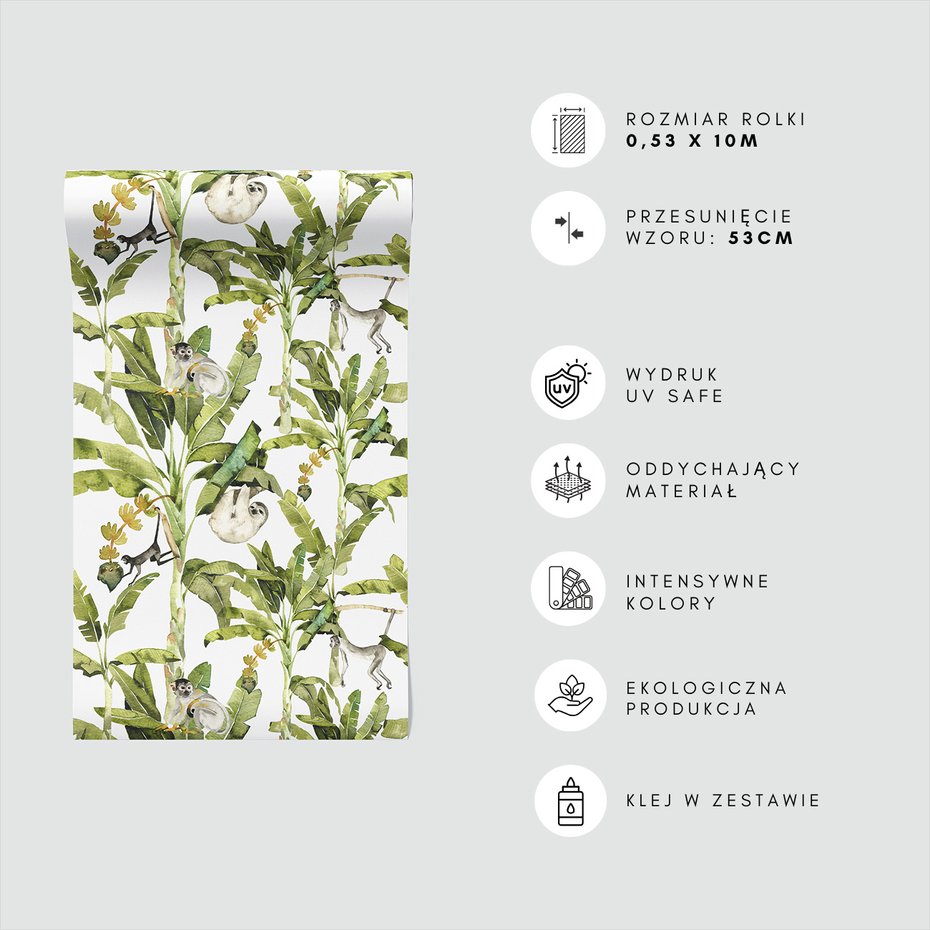 Tapeta - małpy, leniwiec, liście