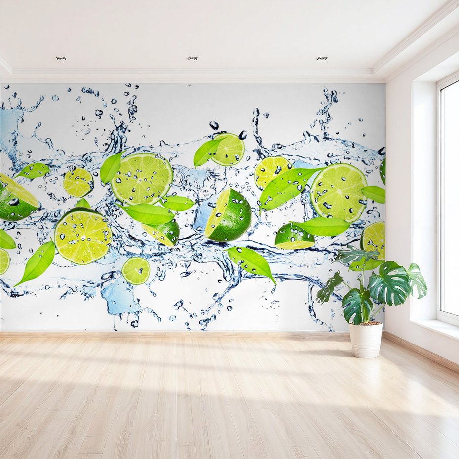 Fototapeta - limonki, woda, liście