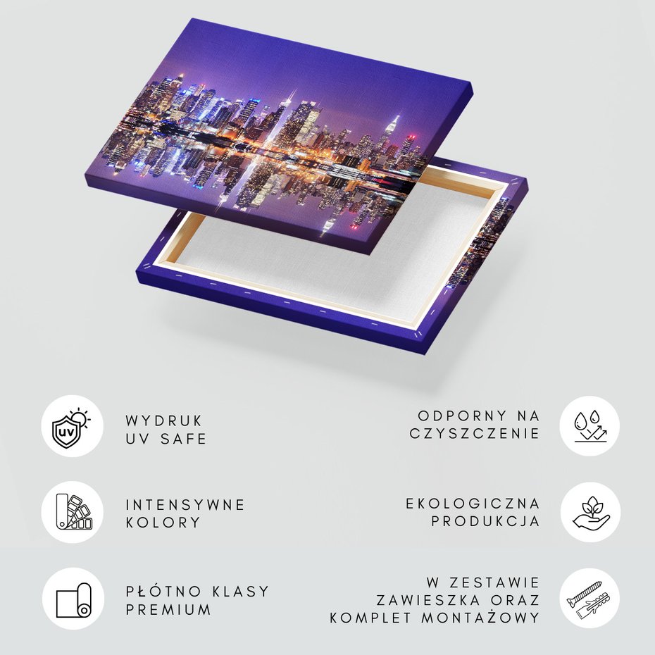 Obraz na płótnie - miasto, noc, odbicie