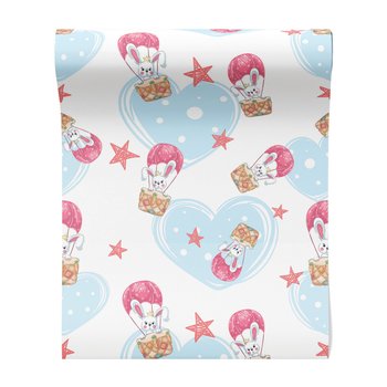 Tapeta - dziecięca, królik, serce, gwiazda