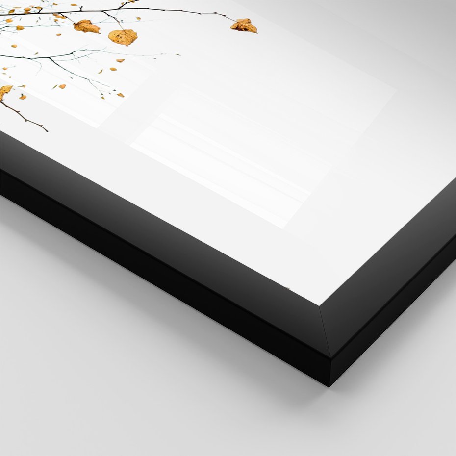 Zestaw obrazy w ramie, plakaty - liście, jesień, gałęzie - rama czarna