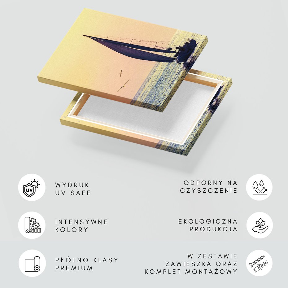 Obraz na płótnie - żaglówka, morze, ptaki