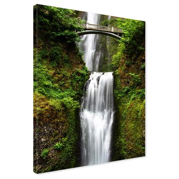 Obraz na płótnie - wodospad, most, natura