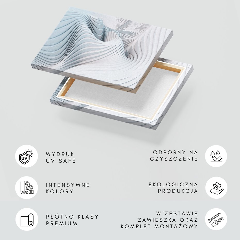 Obraz na płótnie - abstrakcja, fale, biały