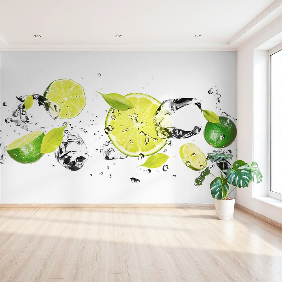 Fototapeta - limonka, lód, woda