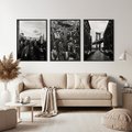 Zestaw obrazy w ramie, plakaty - miasto, budynki, most - rama czarna