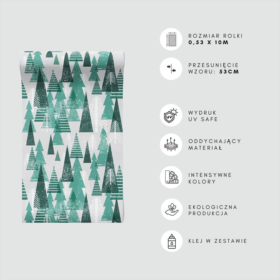 Tapeta - las, choinki, zima