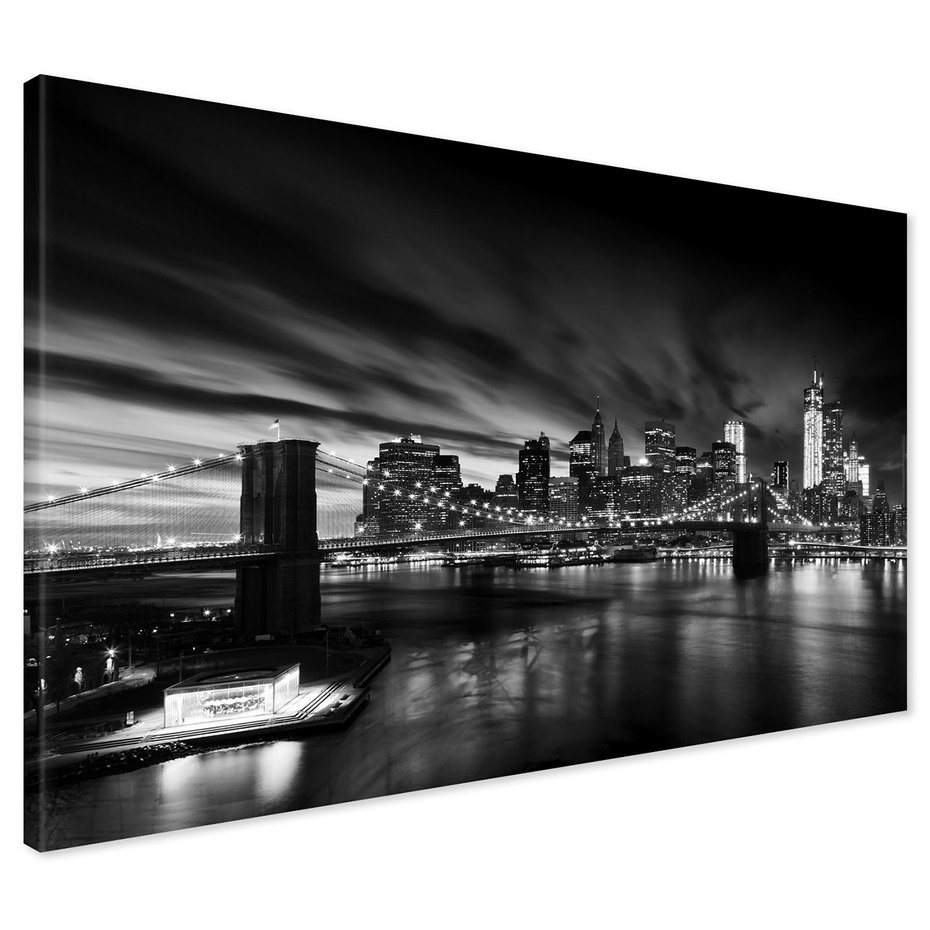 Obraz na płótnie - miasto, most, noc
