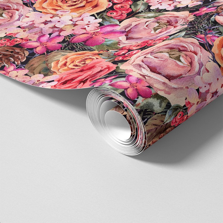 Tapeta - róże, kwiaty, szyszki