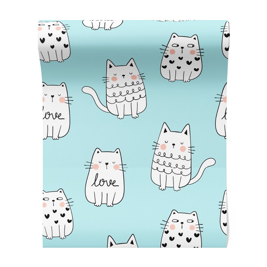 Tapeta - dziecięca, koty, miłość, serca