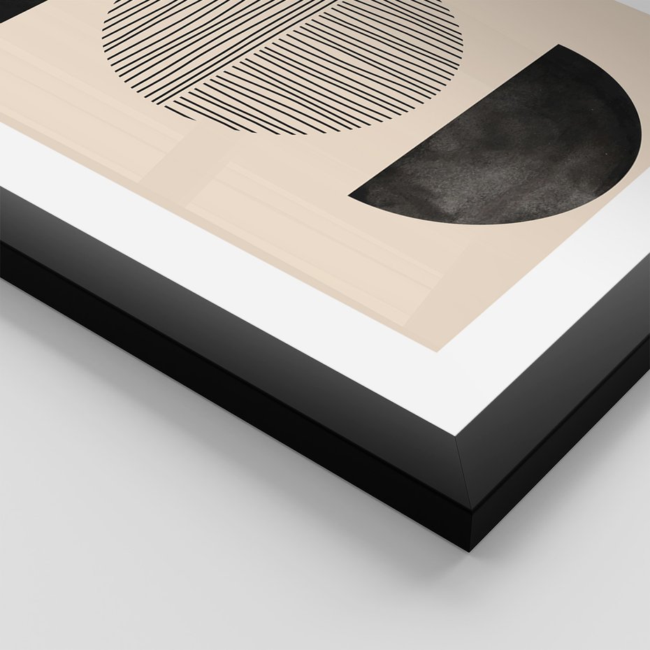 Zestaw obrazy w ramie, plakaty - abstrakcja, minimalizm, geometria - rama czarna