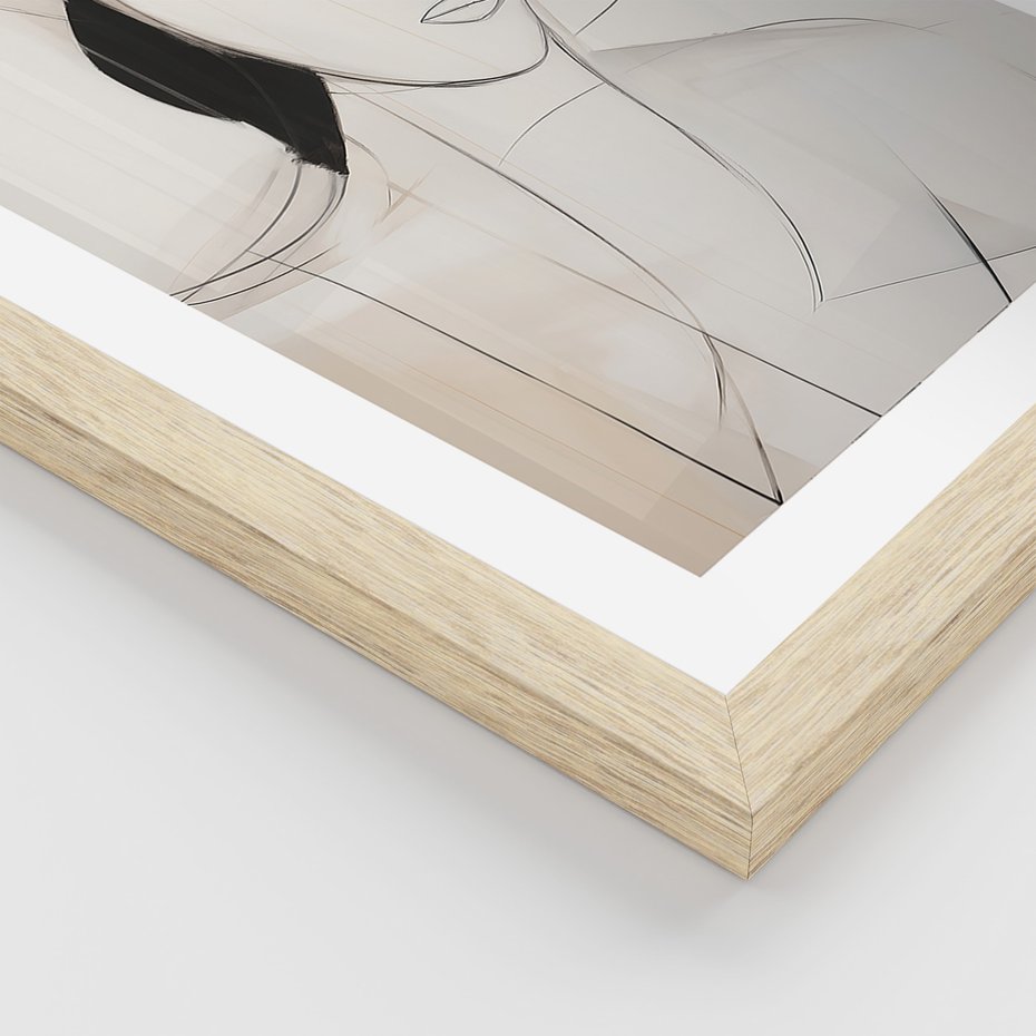 Zestaw obrazy w ramie, plakaty - abstrakcja, portret, minimalizm - rama drewno