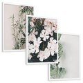 Zestaw obrazy w ramie, plakaty - rośliny, kwiaty, liście - rama biała