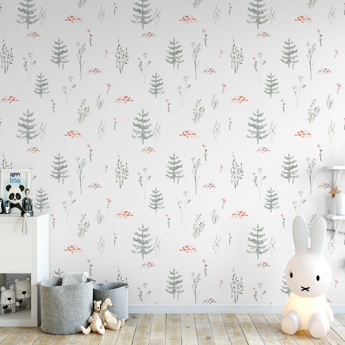 Tapeta - las, kwiaty, drzewa