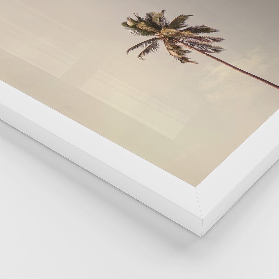 Zestaw obrazy w ramie, plakaty - plaża, morze, palmy - rama biała