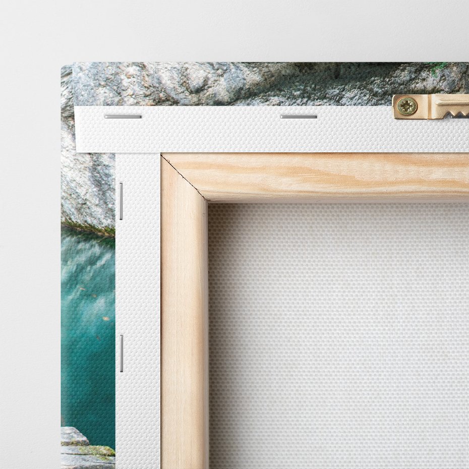 Obraz na płótnie - jezioro, las, mostek