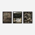 Zestaw obrazy w ramie, plakaty - dom, natura, drewno - rama czarna