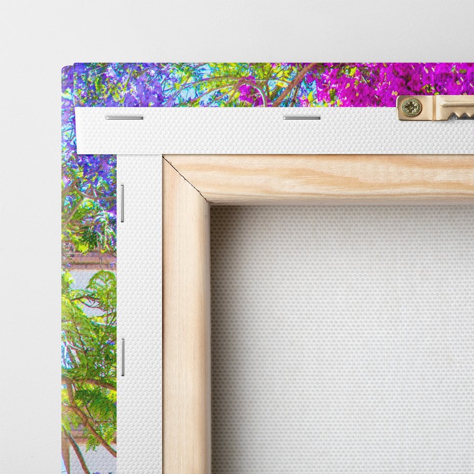 Obraz na płótnie - kwiaty, uliczka, schody