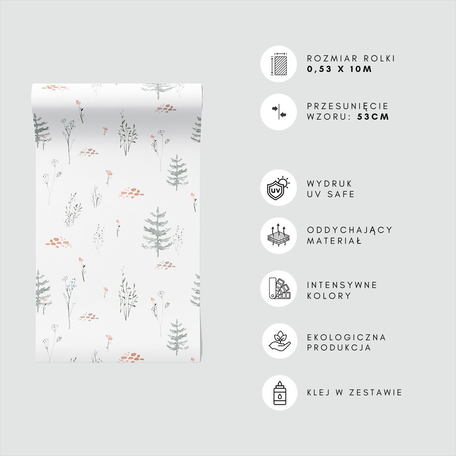 Tapeta - las, kwiaty, drzewa