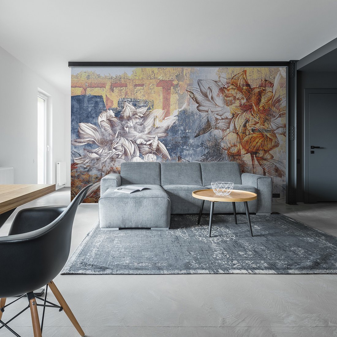 Fototapeta - loft, kwiaty, beton