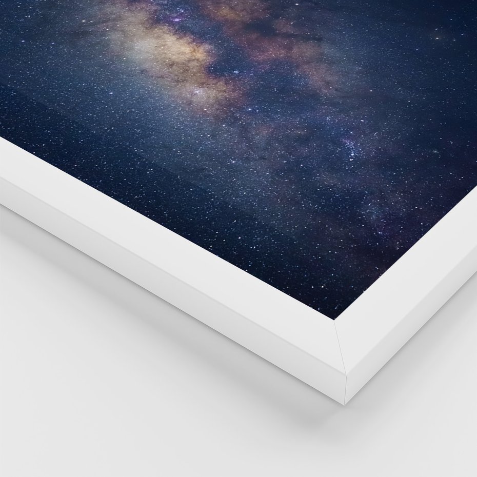 Zestaw obrazy w ramie, plakaty - gwiazdy, noc, galaktyka - rama biała
