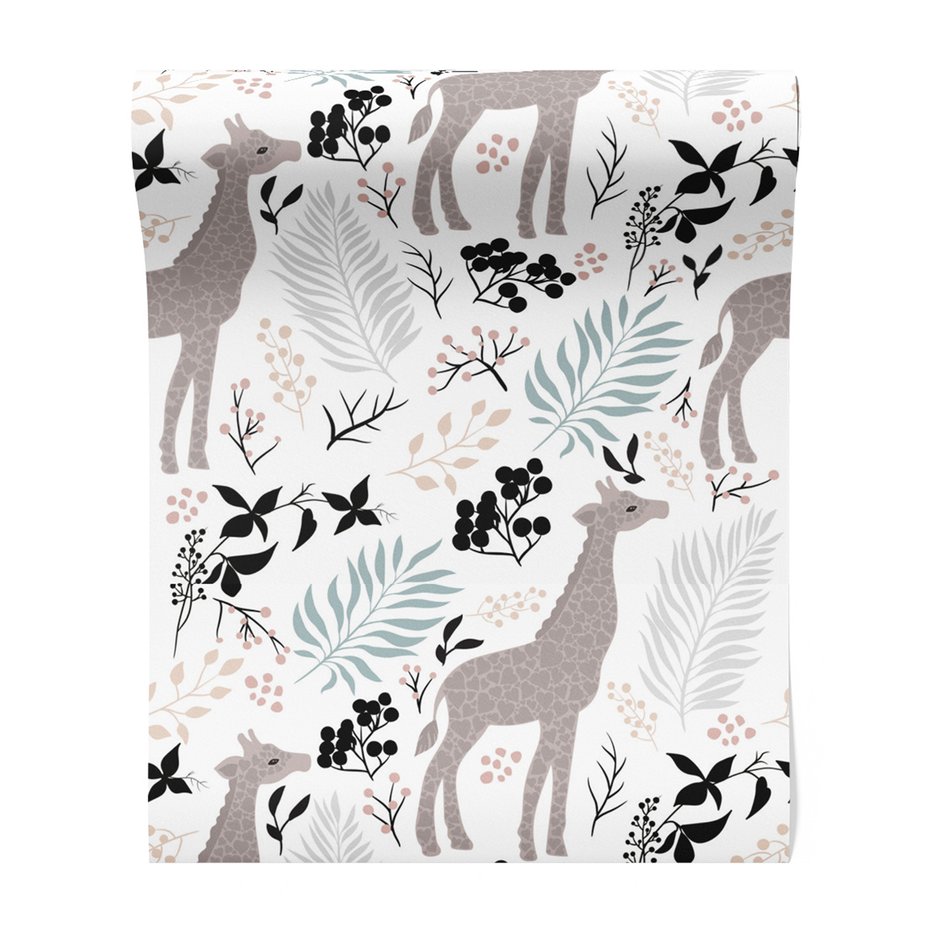 Tapeta - żyrafy, liście, jagody