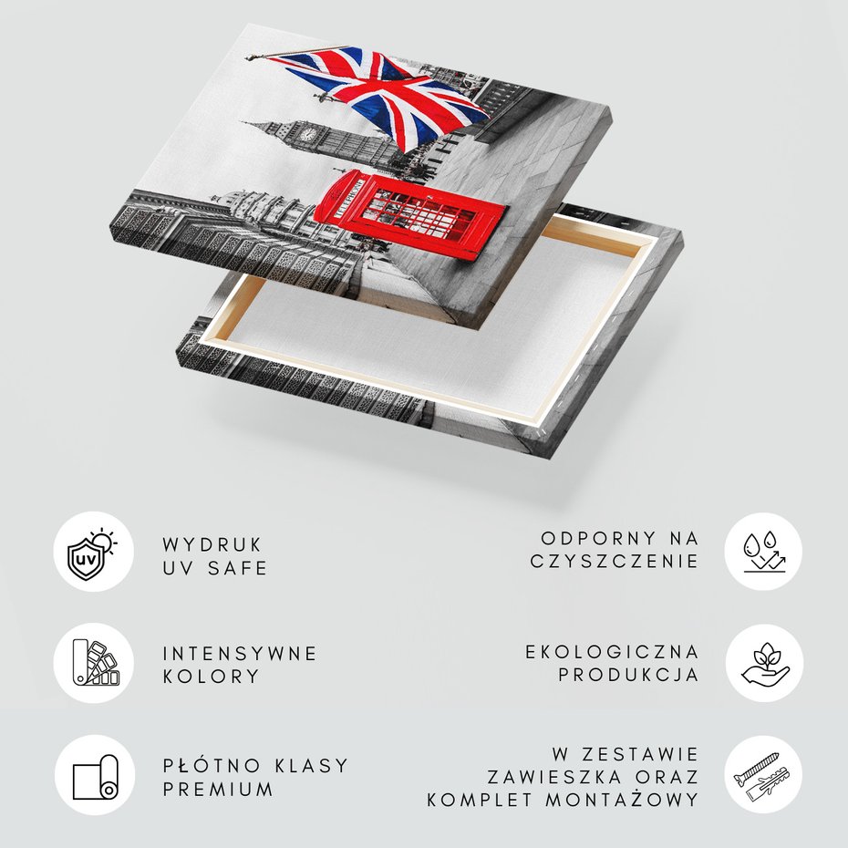 Obraz na płótnie - Londyn, budka telefoniczna, Big Ben