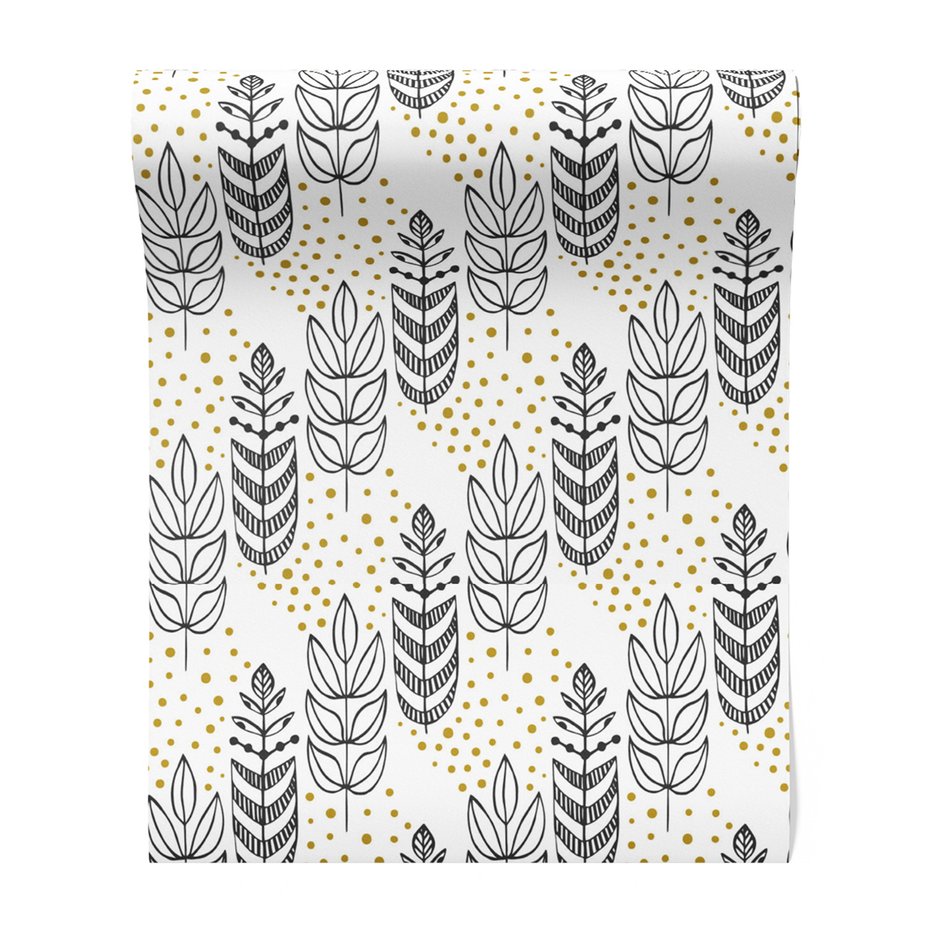 Tapeta - liście, kropki, abstrakcja