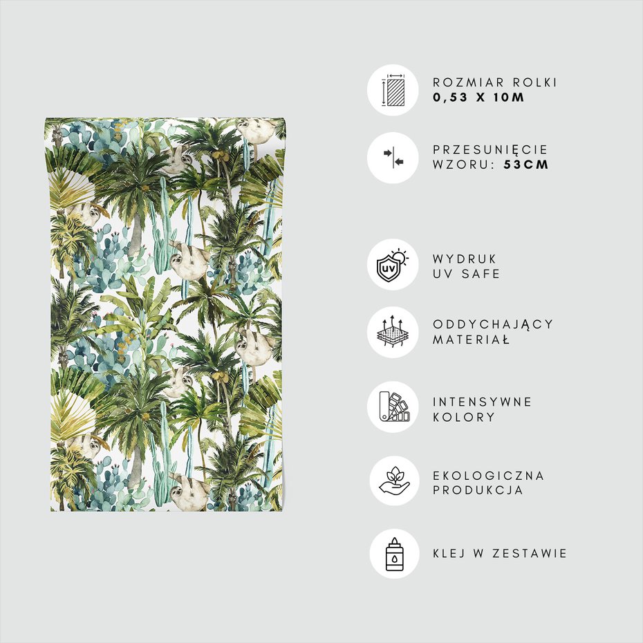 Tapeta - leniwce, palmy, kaktusy