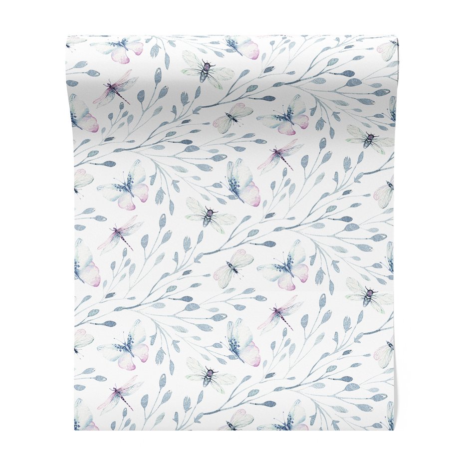 Tapeta - motyle, ważki, liście