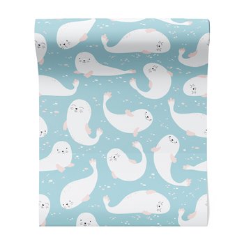 Tapeta - dziecięca, foki, tło, wzór