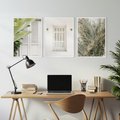 Zestaw obrazy w ramie, plakaty - liście, okno, ściana - rama biała