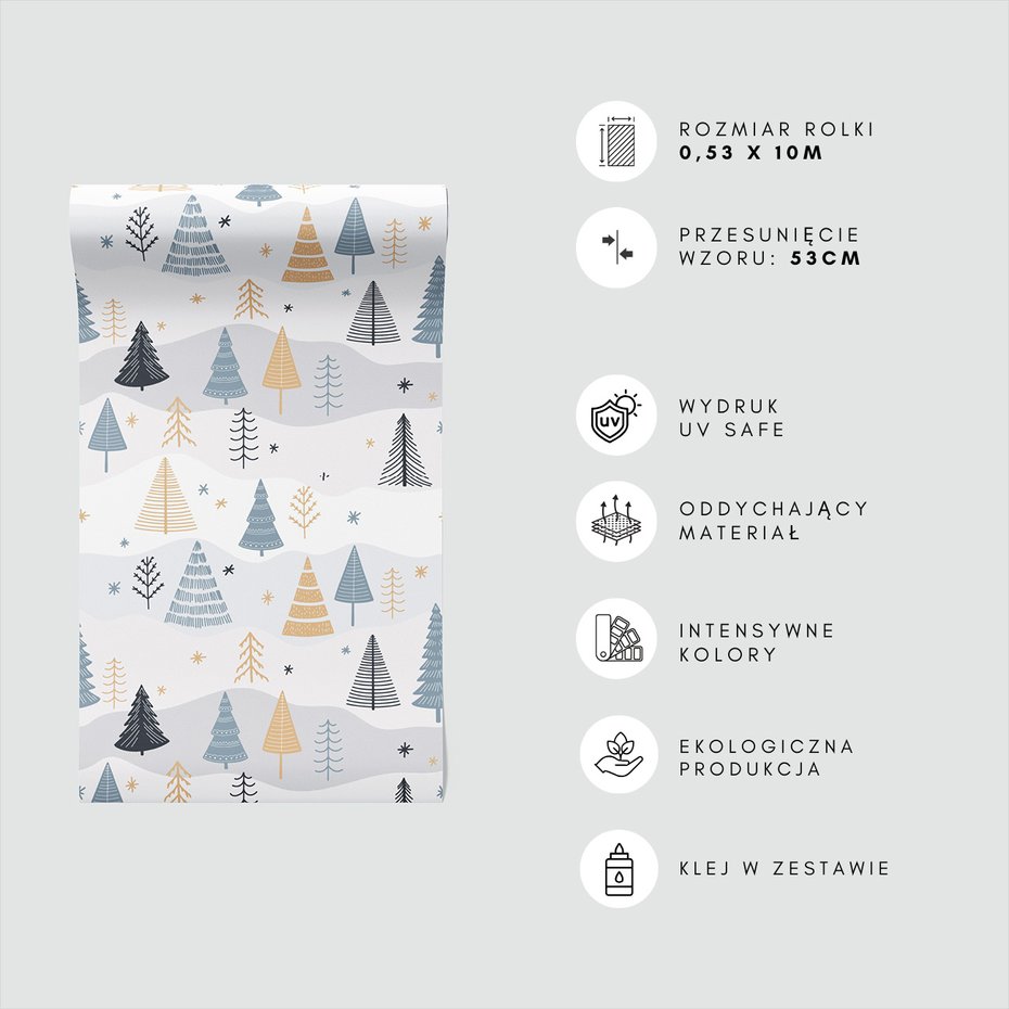 Tapeta - drzewa, śnieg, gwiazdki