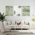 Zestaw obrazy w ramie, plakaty - liście, palmy, tropikalne - rama biała