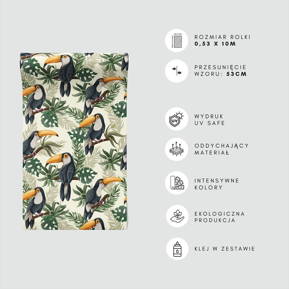 Tapeta - tukany, liście, gałęzie