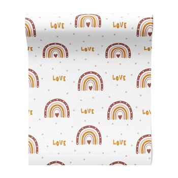 Tapeta - dziecięca, tęcza, serce,