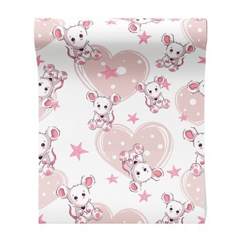 Tapeta - dziecięca, mysz, serca, gwiazdy