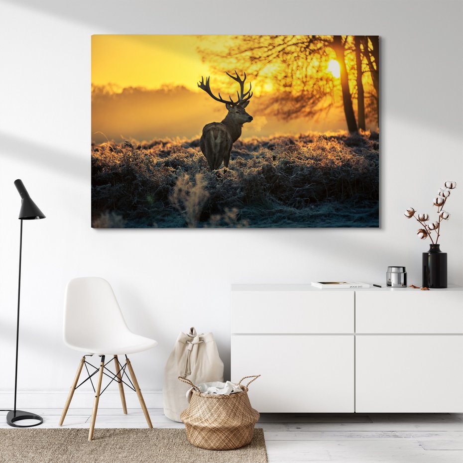 Obraz na płótnie - jeleń, natura, zima